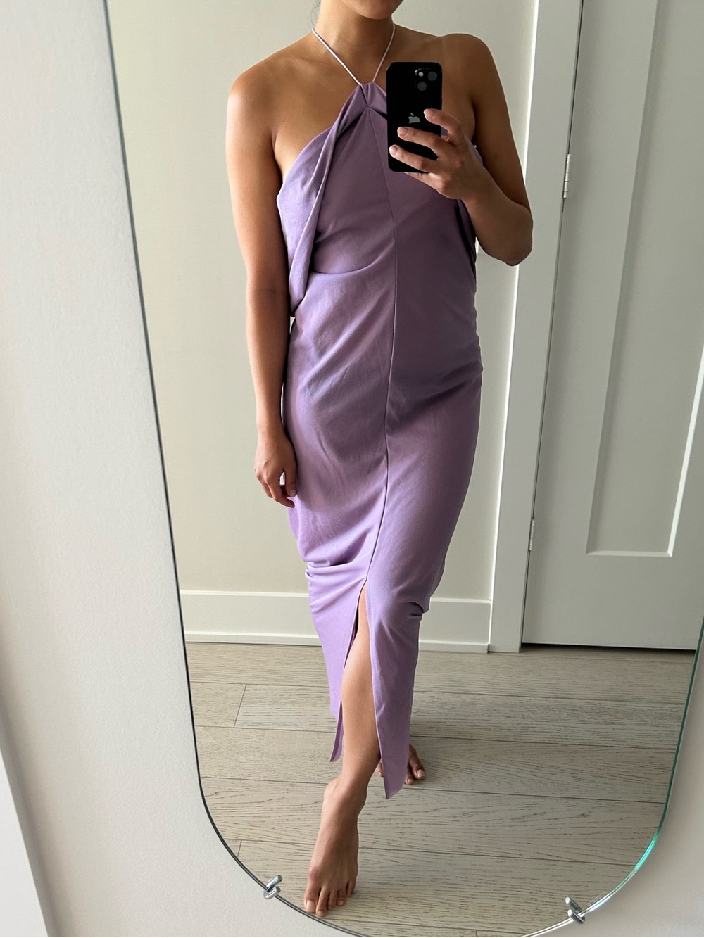 JW Anderson SS23 Lilac Draped Halter Midi Dress - Size 4 (Needs Strap Repair)